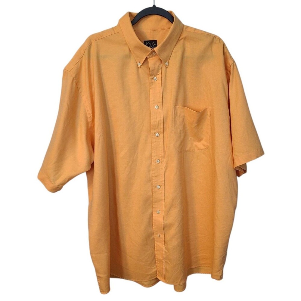 Jos A Bank Travelers Collection Linen SS Shirt XXL Lt Orange Minimalist Grandpa